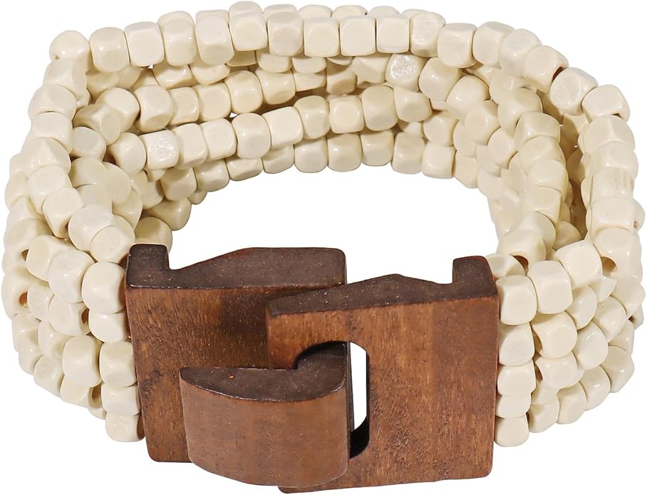 Coiris Boho Bangle Bracelets for Women Wooden Beaded Bracelets Chunky Bohemian Beach Bracelets Jewelry for Women