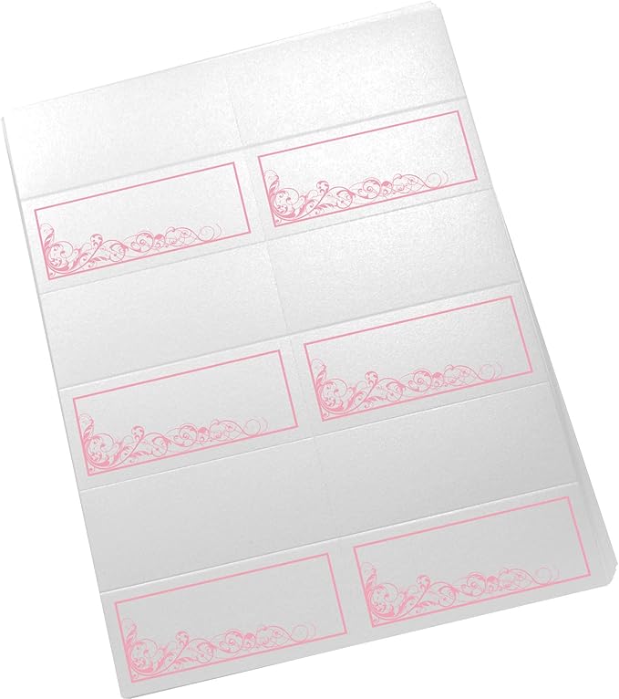 Scribble Vintage Swirl Printable Place Cards, Pink (Choose Color), Set of 150 (25 Sheets), Laser & Inkjet Printers - Wedding, Party, Dinner, and Special Events - Made in the USA