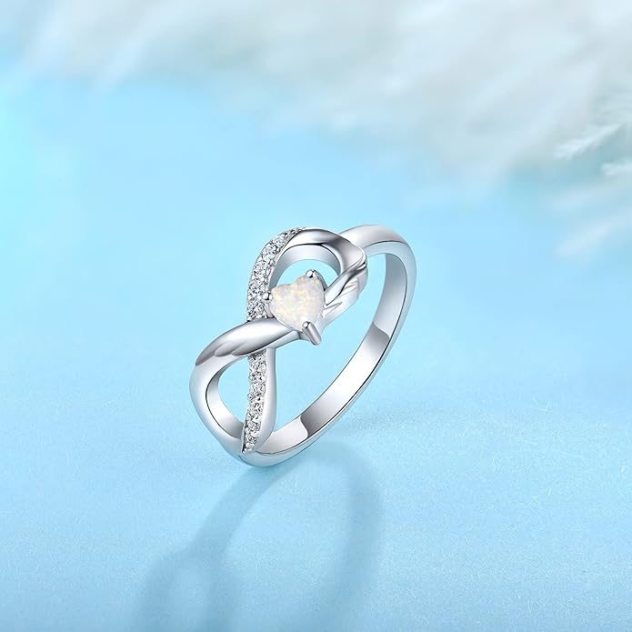 STARCHENIE Infinity Promise Ring 925 Sterling Silver Angel Wings Heart Ring for Women Size 5-10