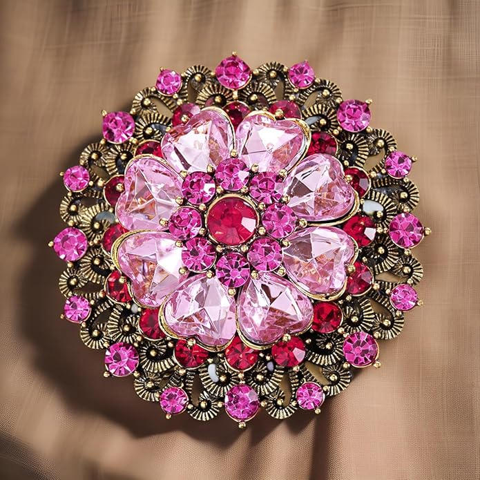 Rhinestone Crystal Flower Brooch Pin Sparkling Large Crystal Sunflower Brooch Vintage Floral Lapel Pins Rhinestone Flower Bouquet Broochs Rose Snowflake Broochs Wedding Bridal Dress Jewelry for Women