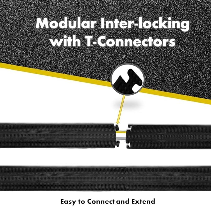 Kable Kontrol Drop Over Floor Cord Cover – 60” Inch Long 1 Channel Cable or Wire Protector – 140 Pcs Bulk Pack - Rubber Ramp for Indoor and Outdoor Use – Yellow