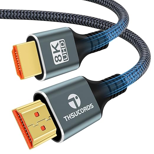 8K 4K HDMI Cable 6.6FT 2 Pack, High Speed Braided HDMI to HDMI 2.1 Cord Supports 8K@60Hz, 4K@120Hz 144Hz 48Gbps Compatible with Roku TV/PS5/HDTV/Blu-ray