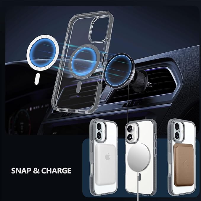 BELTRON Belt Case for iPhone 16 Plus, Slim Protective Transparent Case & Rotating Belt Clip Holster Combo (Compatible with MagSafe)