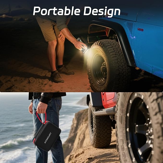 Jump Starter with Air Compressor, 6000A Car Battery Jump Starter (All Gas/10.0L Diesel), 150PSI Tire Inflator, 12V Jumper Pack with LCD Display & LED Light, Portable Air Pump, 21800mAh Battery
