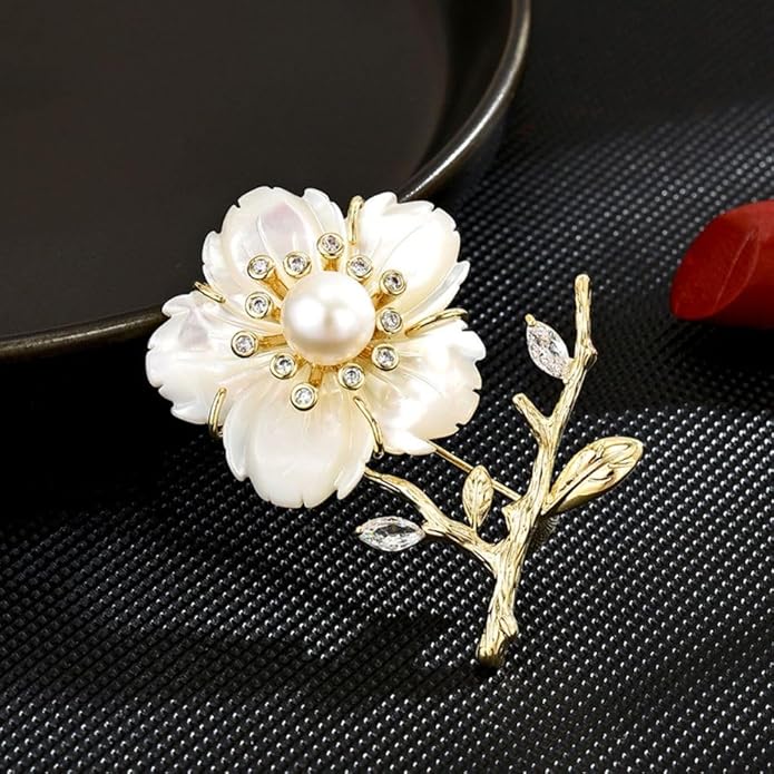 Flower Brooch Pin Rhinestones Pearl Flower Brooches Floral Pin Jewelry for Women Girls