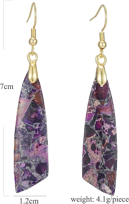 Boho Women Natural Stone Earrings Unique Healing Imperial Jasper Gemstone Energy Hypoallergenic Lightweight Dangle Drop Earrings Multiple Styles Earrings Jewelry for Birthday Party Gift