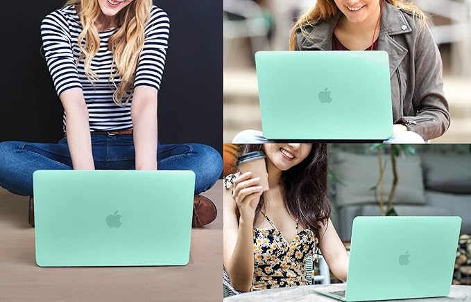 CISSOOK Compatible with MacBook Air 13.6 Inch 2025 2024 2022 Model A3240 A3113 A2681, Plastic Hard Shell Case with Keyboard Cover USB Adapter for MacBook Air 13 M4 M3 M2 Chip, Frosted Green