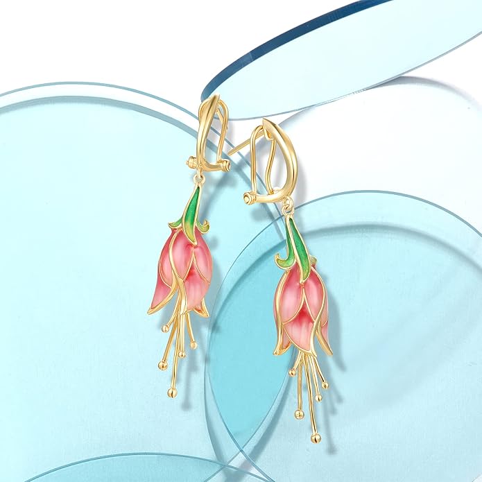 Santuzza Sterling Silver Enamel Tulip Earrings for Women