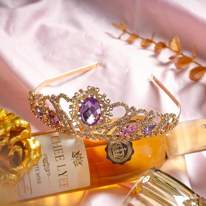 Princess Dress Up Accessories Tiara Crown Sparkle Gold Crown for Birthday Christmas Halloween Cosplay