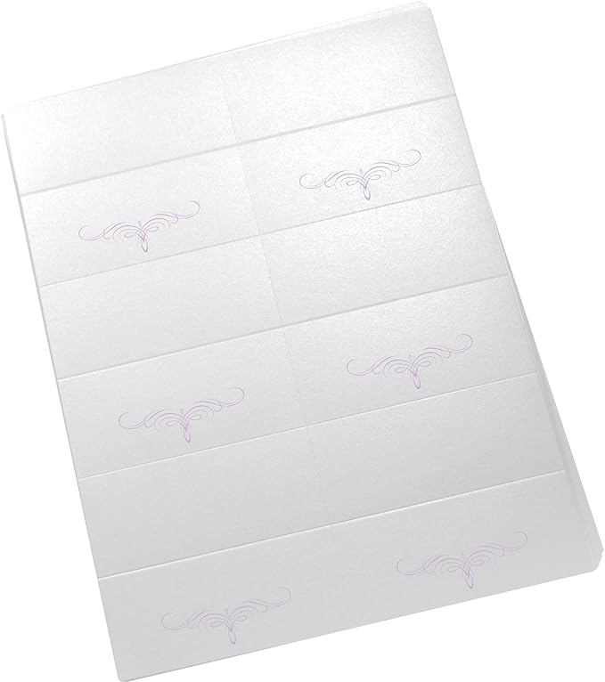 Decadent Flourish Printable Place Cards, Lavender (Choose Color), Set of 150 (25 Sheets), Laser & Inkjet Printers - Wedding, Party, Dinner, and Special Events - Made in the USA