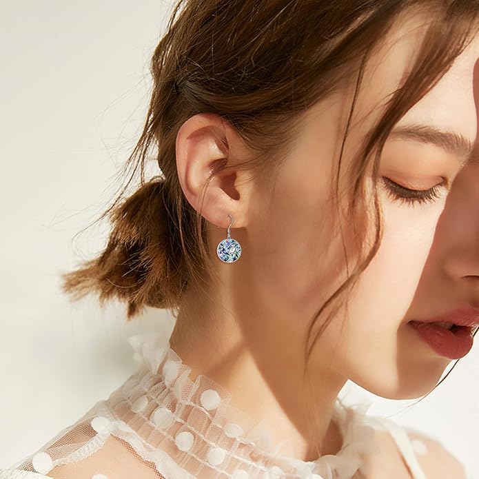 Tree of Life Earrings Sterling Silver Celtic Tree of Life Abalone Shell Dangle Drop Earrings for Women Jewelry