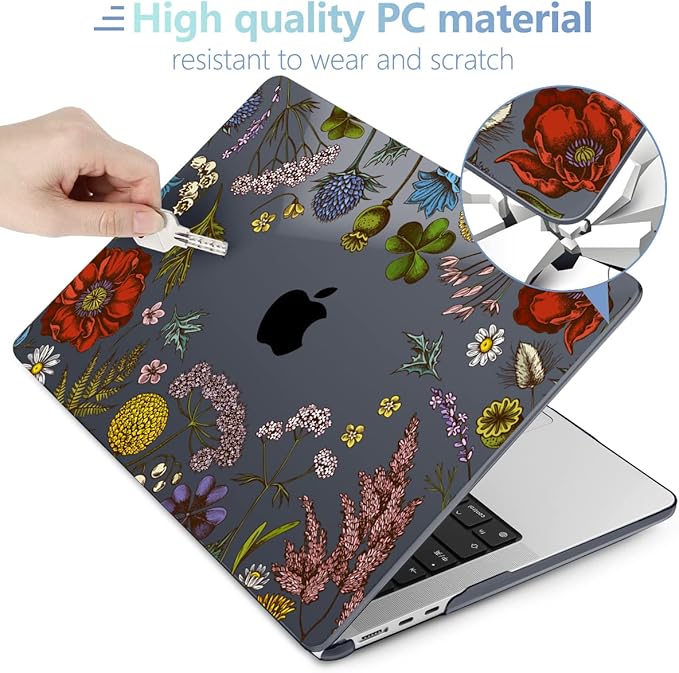 MEEgoodo Case for MacBook Air M4/M3/M2 13.6 inch 2025 2024 2022, Fit Model A3240 A3113 A2681, Compatible with MacBook Air 13 inch, Laptop Hard Shell Case with Keyboard Cover, Clover
