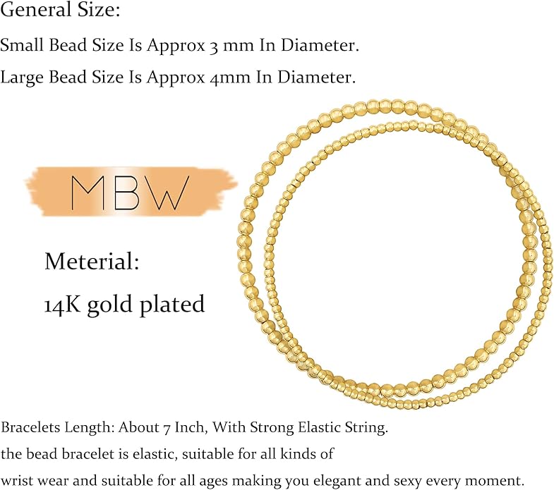 MBW Gold Bracelets for Women Beaded Bracelets Dainty Bracelet 18K Gold Plated Paper Clip | Cross Bracelet Twisted Rope Link Chain for Women Jewelry