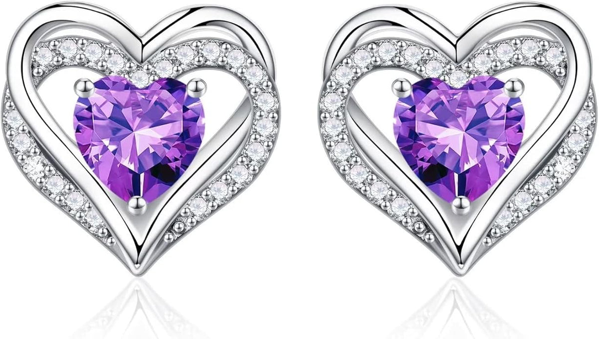 Iefil Valentine Day Gifts for Her - 925 Sterling Silver Heart Stud Earrings Birthday Gifts for Women