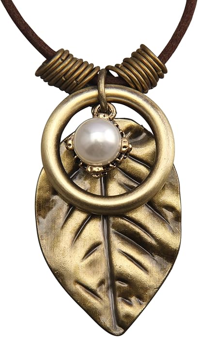 GelConnie Boho Necklaces for Women Vintage Silver Circles Long Pendant Necklace Cowgirl Sweater Necklace Adjustable Leather Choker Necklace for Women