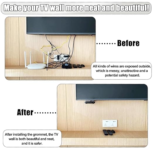 6PCS Desk Grommet, 2 Inch(50mm) Cable Hole Cover for Office and Home Table, Desktop Wiring Management and Protection (White, 6pc)