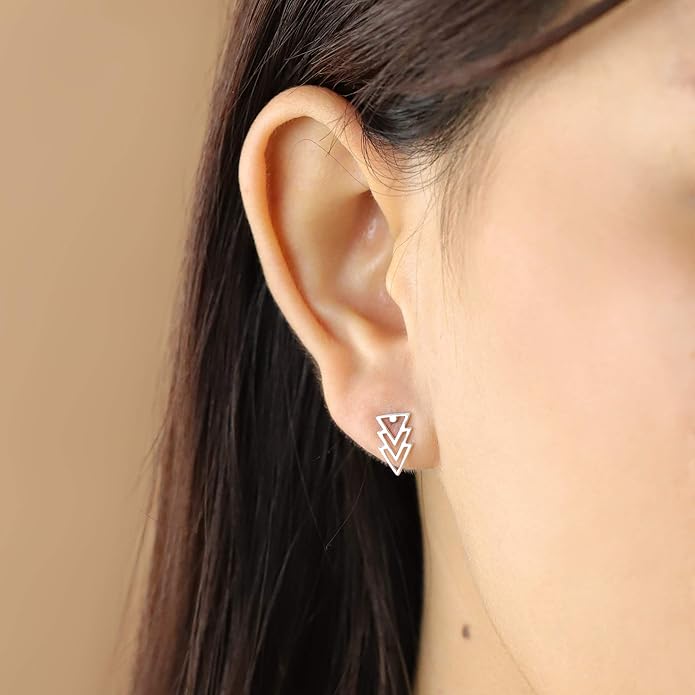 Boma Jewelry Sterling Silver Triangle Geometric Stud Earrings