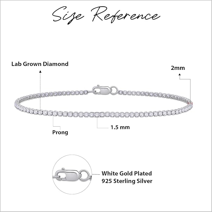 Tennis Bracelet for Women 1.10 to 1.30 Carat (ctw) Round Lab Grown Diamond Single Row Stacking Dainty Bracelets for Brides In 10K Solid Gold Or 925 Sterling Silver Jewelry Size-6.5 to 7.5 Inch