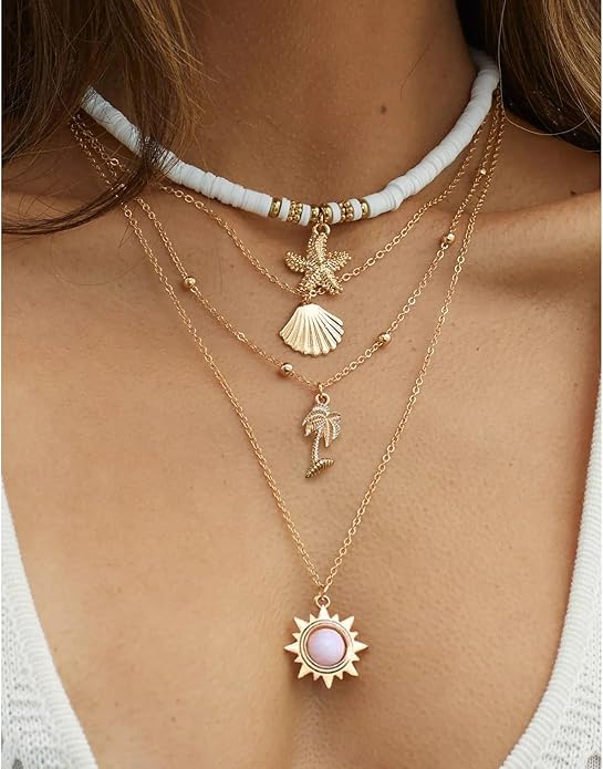 Nackiy Handmade Sea Shell Necklace for Women Summer Adjustable Natural Shell Collar Necklace