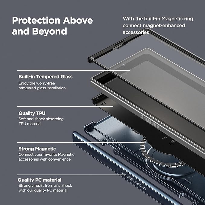 VRS DESIGN Terra Guard Modern for Galaxy Z Fold 7 (2025) – Magnetic Phone Case with Built-in Screen Protector, Rugged Dual Layer Protection & Spring-Loaded Hinge Cover (Navy)