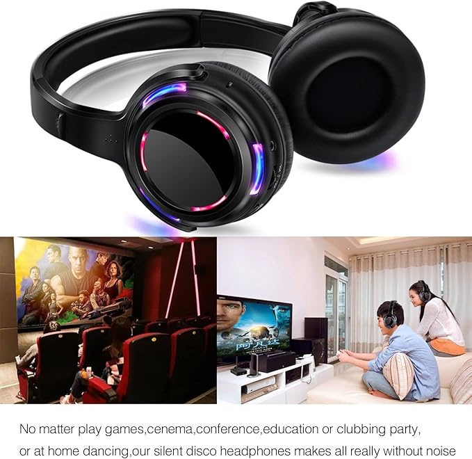 10pcs Bundle Wireless Silent Disco LED Flashing Light Headphones with 1 Transmitter 500m Distance