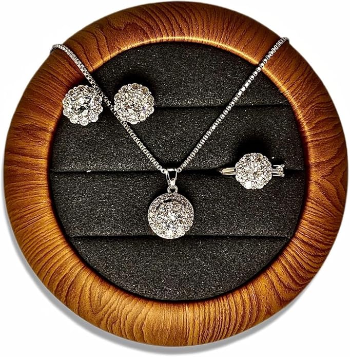 Stunning 3-piece Moissanite Jewelry Set - Necklace, Ring & Earrings | Elegant Wedding Jewelry Sets for Brides | Perfect Moissanite Earrings & Necklace | Timeless Bride Earrings & Wedding Earrings for Brides