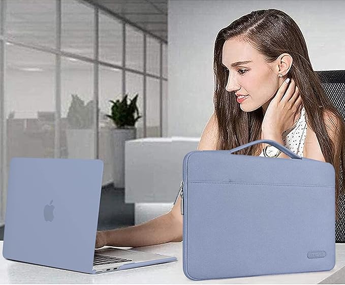 MOSISO Compatible with MacBook Air 13 inch Case 2025 2024 2023 2022 M4 A3240 M3 A3113 M2 A2681, Hard Shell&Sleeve Bag&Keyboard Skin&Webcam Cover&Screen Film for MacBook Air 13.6 inch, Lavender Gray