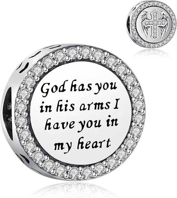 925 Sterling Silver Charms Fit Pandora Charms Bracelet God Has You In His Arms I Have You In My Heart Fit Wife Mother's Day Christmas Birthday Gift