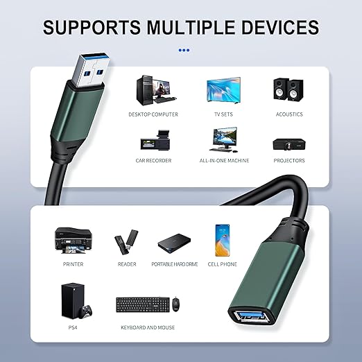 Kumiho 6Ft USB 3.0 Extension Cable Active Type A Male to A Female for PlayStation, Xbox, Keyboard, Mouse, USB Flash Drive, Printer, Camera and More