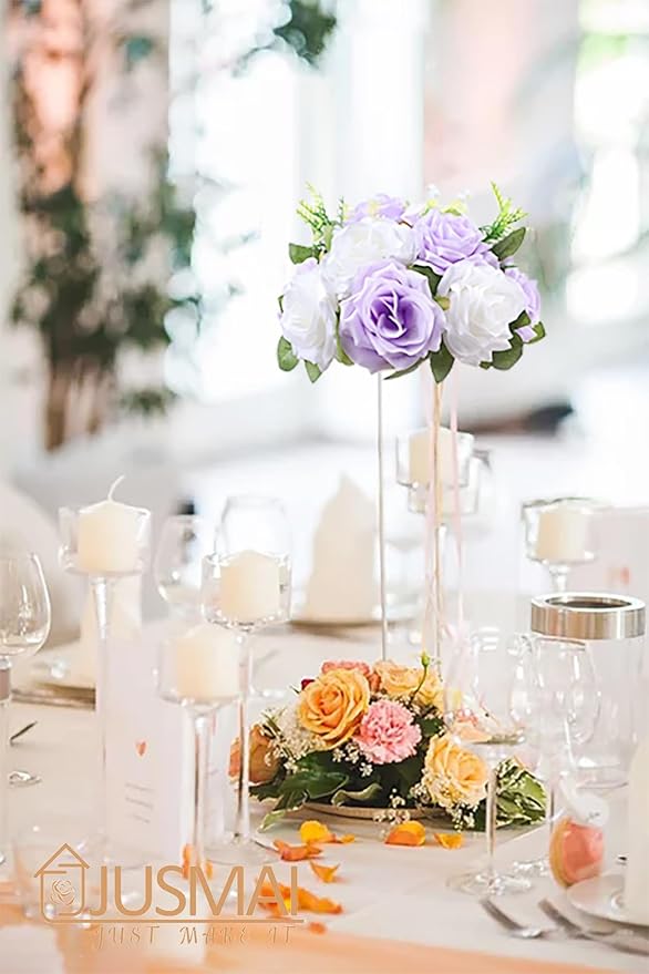 Artificial Lavender White Flower Ball - 4 Pcs Wedding Table Centerpiece Decorations for Flower Arrangements