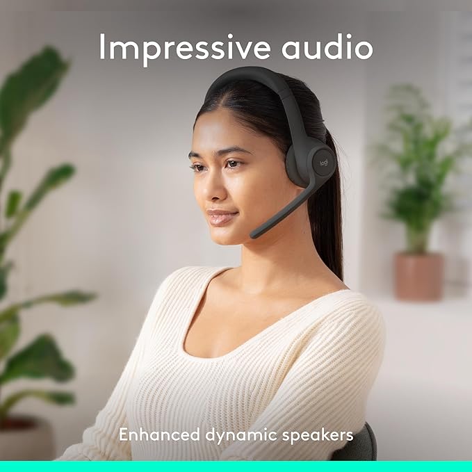 Logitech Zone 301 Wireless Bluetooth Headset with Noise-Canceling Microphone, Compatible with Windows, Mac, Chrome, Linux, iOS, iPadOS, Android – Graphite