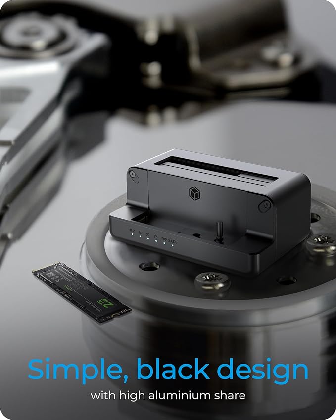 M.2 NVMe & SATA SSD/HDD Hard Drive Docking Station, ICY BOX USB-C 10Gbps M.2 NVMe&SATA Cloner&Reader, Dual Bay Hard Drive cloner for 2.5"/3.5" SSD&HDD Hard Drives, 2 Way Offline Cloning Clone Station