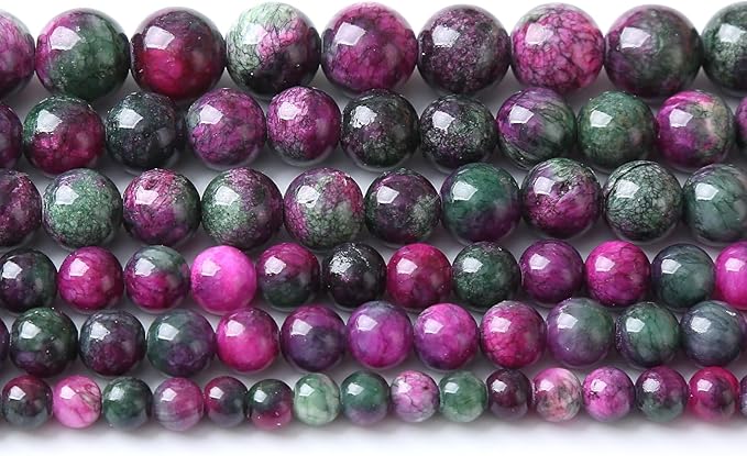 45pcs 8mm Natural Stone Tourmaline Persian Jade Beads Round Loose Beads for Jewelry Making DIY Bracelets Necklaces Crystal Energy Healing Stone Beads 15" (Tourmaline Persian Jade, 8mm)