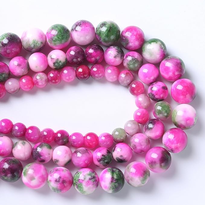 12MM 32PCS Pink Green Persian Jade Spacer Loose Beads for Jewelry Making DIY Bracelet Necklace
