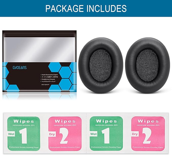 GVOEARS Premium Replacement Ear Pads for HyperX Cloud 1/2/3/Pro/Core/Alpha/Alpha S/Alpha Pro/Flight/Flight S/Stinger, CloudX Stinger Headset & More, Softer Protein Leather, High-Density Foam - Black