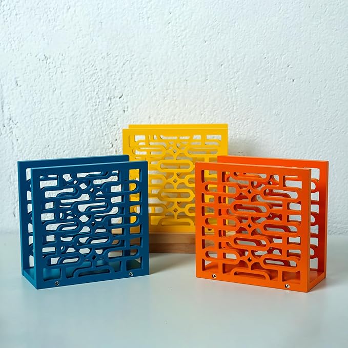 Handmade Vintage Star Napkin Holder - Mid-Century Modern Atomic Elliptical Geometric Kitchen Decor - Farmhouse Wood Upright Table Napkin Stand - Unique 1960s 50s Retro Gift