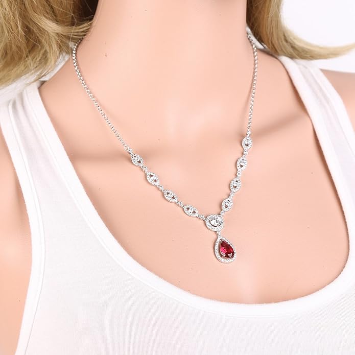 GULICX AAA Cubic Zirconia CZ Silver Plated Base Women's Party Jewelry Set Earrings Pendant Necklace