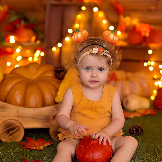 Your Little Lovely 8PCS Thanksgiving Turkey Headband Decorations - Fall Pumpkin Head Boppers Party Favors Accessories Supplies