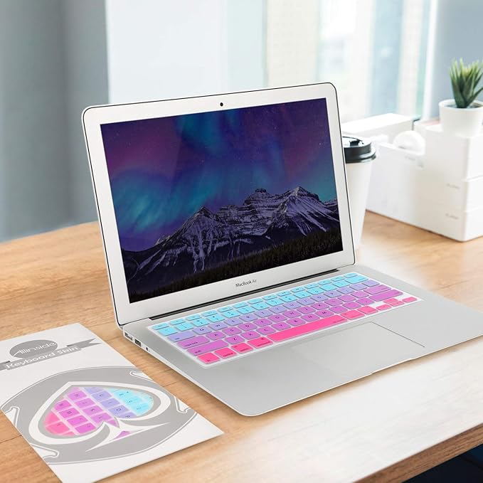 Allinside Blue and Pink Ombre Keyboard Cover Skin for MacBook Pro 13" 15" 17" (2015 or Older Version), MacBook Air 13" A1369/A1466, Older iMac Wireless Keyboard MC184LL/B