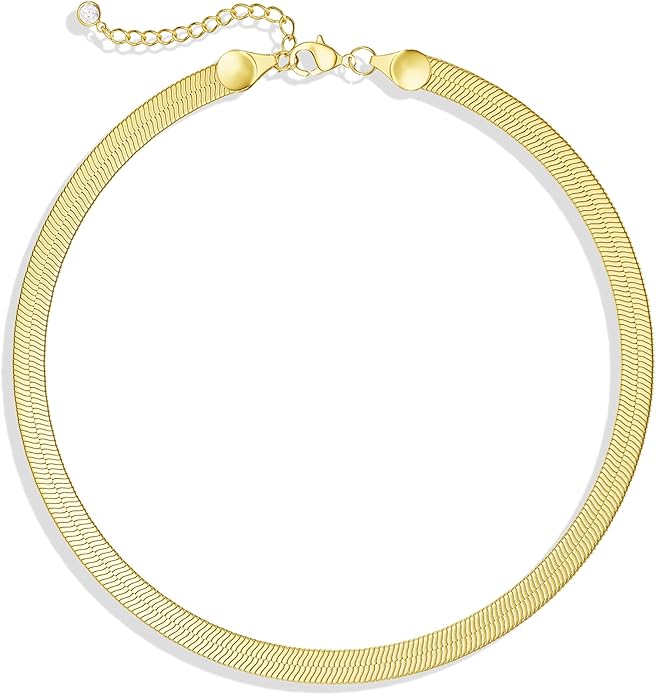 Moodear Gold Necklace for Women Trendy - Chunky Herringbone Paperclip Cuban Link Chain Choker Hypoallergenic Trendy Necklaces for Women Non Tarnish Jewelry Gifts