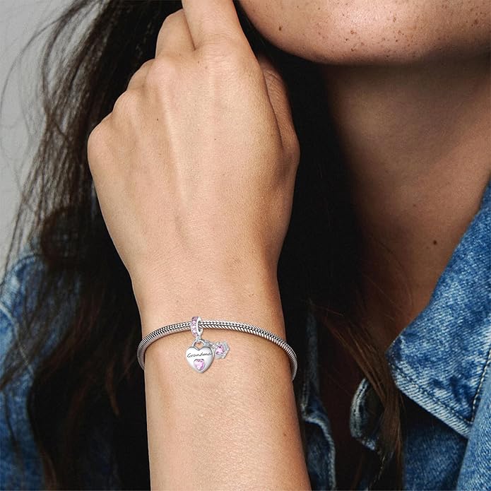 Family Charms for Charms Bracelet: 925 Sterling Silver Heart Dangle Charms for Bracelets and Necklaces, Birthday Mother's Day Christmas Jewelry Gifts For Women.