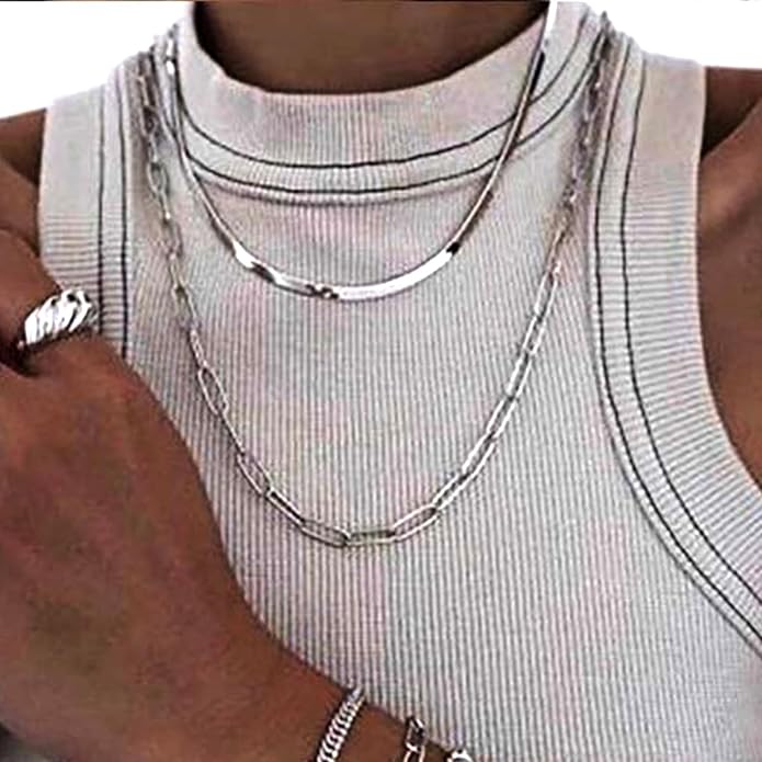 Fashion Necklace, White Gold and 18K Gold Plated Necklaces, Snake Chain, Rope Chain.Best Gift for Woman(16-18in)