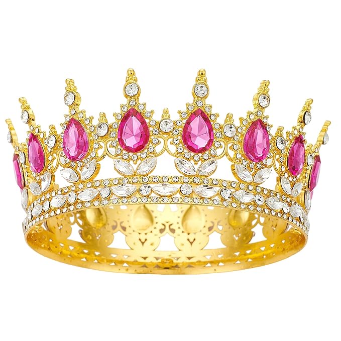 Queen Golden Rose Rhinestone Tiaras for Women - Costume Party Hair Accessories Princess Birthday Tiara Crystal Bridal Crown