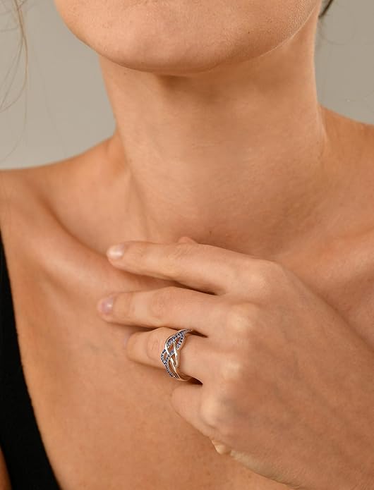 YL Celtic Knot Rings 925 Sterling Silver Twisted Knot Ring Birthstone Infinity Statement Jewelry for Women-size5