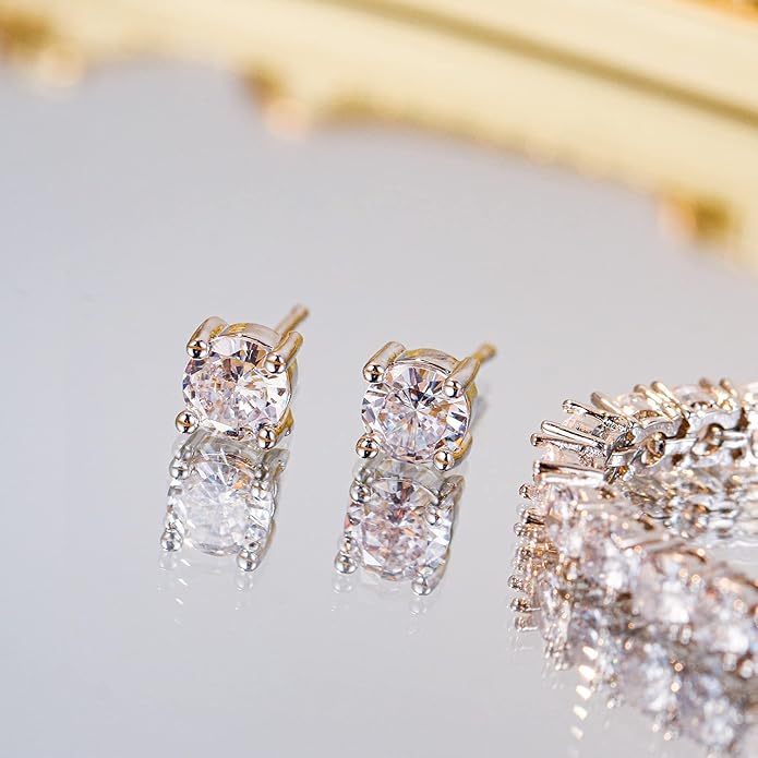 Crysdue Wedding Jewelry Set for Women, Floral Leaf Vine Teardrop Necklace Dangle Earrings Bracelet and Hair Comb, Cubic Zirconia Elegant Party Prom Jewellery for Bridal Bridesmaid