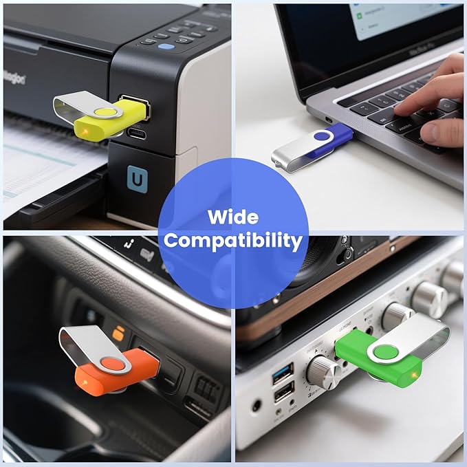 ABLAZE Flash Drives 1GB 20 Pack, USB 2.0 Thumb Drive Bulk with Lanyards Swivel Memory Stick U Disk 1GB Pendrive USB Pack (Mixcolors)