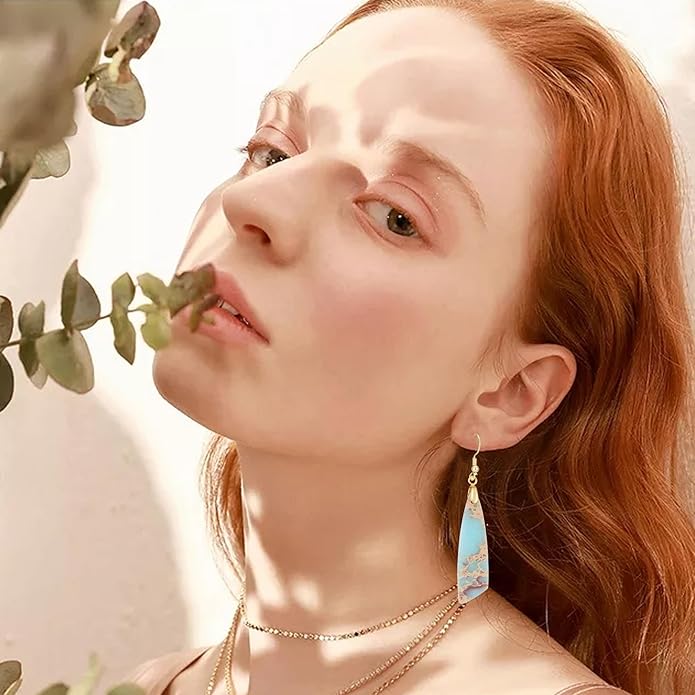 Boho Women Natural Stone Earrings Unique Healing Imperial Jasper Gemstone Energy Hypoallergenic Lightweight Dangle Drop Earrings Multiple Styles Earrings Jewelry for Birthday Party Gift