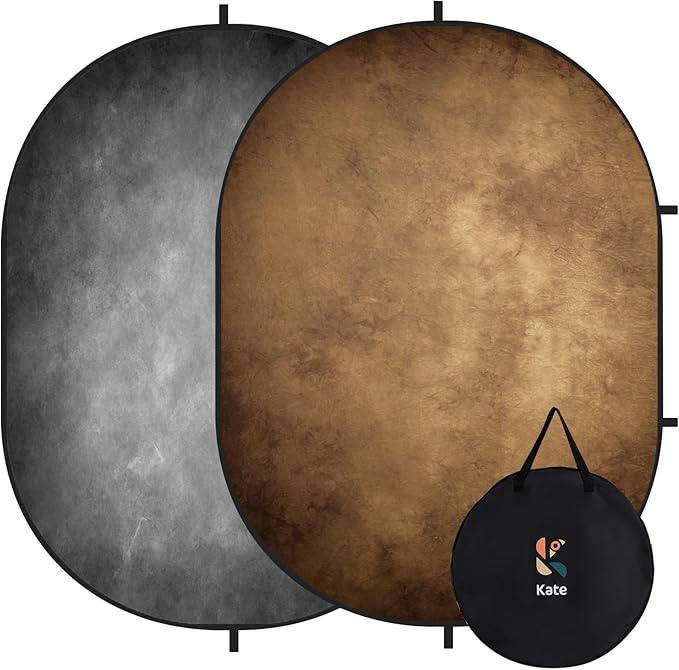Kate 5x6.5ft Collapsible Backdrop Pop Up Photo Backdrops Grey Brown Portable Background for Portrait Photography, for Video, for Live Stream