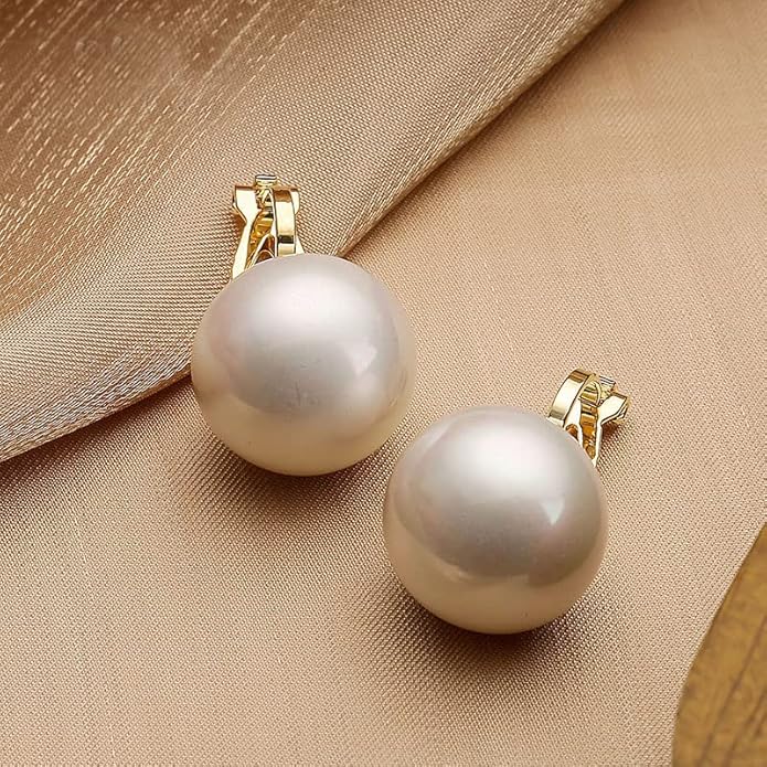 Pearl Clip on Earrings for Women Drop Clip Earrings for Women Gold Plated White Imitation Pearl Earrings Fashion