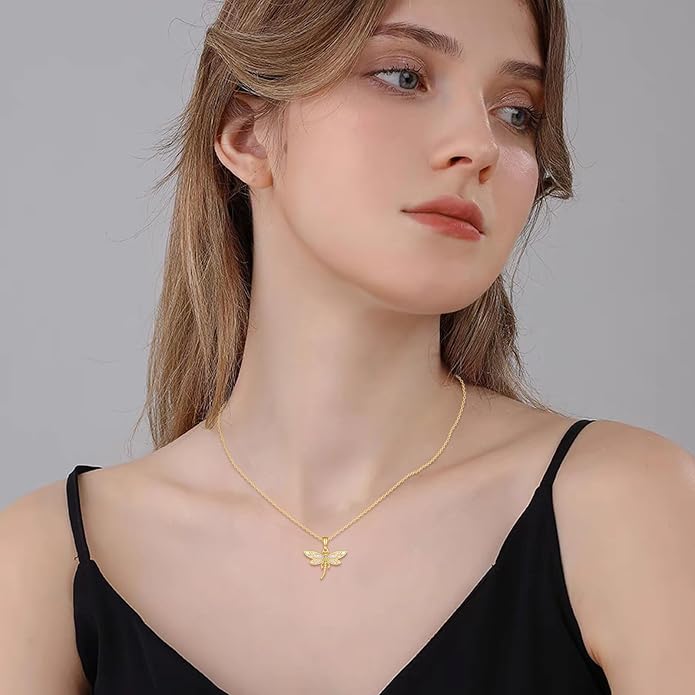 GEHN Hummingbird Necklace 14K Solid Gold Opal Hummingbird Pendant Necklace Hummingbird Jewelry Bird Gifts for Women Lover
